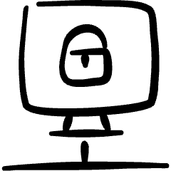 Network Monitor Lock Icon from Freehand Set