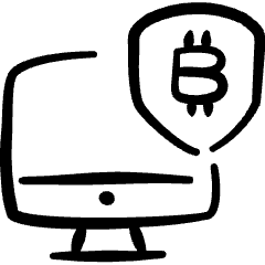 Crypto Currency Bitcoin Monitor Shield Icon from Freehand Set