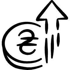 Currency Hryvnia Increase Icon from Freehand Set