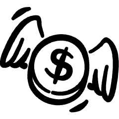 Saving Coin Wing Fly Icon from Freehand Set