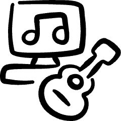 Modern Music Guitar Icon from Freehand Set