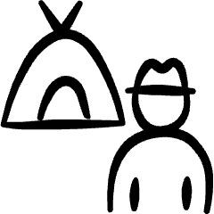 Camping Tent Person Icon from Freehand Set