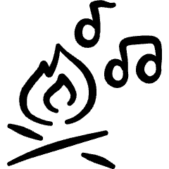 Outdoors Camp Fire Guitar Icon from Freehand Set