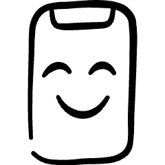 Mobile Phone Smile Icon from Freehand Set