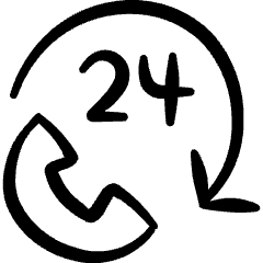 Phone Actions 24 Hours Call Icon from Freehand Set