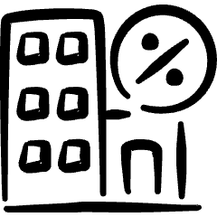Real Estate Action Building Percent Icon from Freehand Set