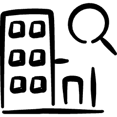 Real Estate Action Building Search Icon from Freehand Set