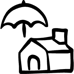 Real Estate Insurance Umbrella House Icon from Freehand Set