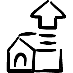 Real Estate Market House Increase Icon from Freehand Set