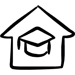 E Learning Home Icon from Freehand Set