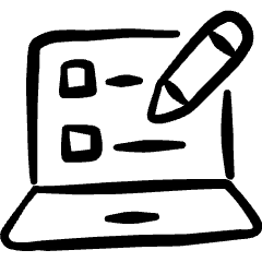 E Learning Laptop Course Pencil Icon from Freehand Set