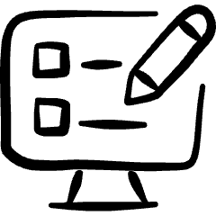 E Learning Monitor Course Pencil Icon from Freehand Set