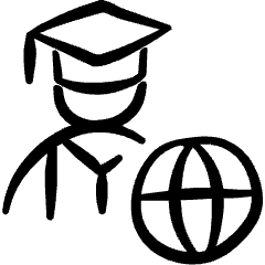 E Learning Student Global Icon from Freehand Set