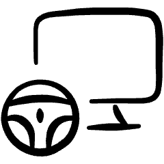 Simulation Learning Monitor Race Car Icon from Freehand Set