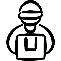 Delivery Man Give Icon from Freehand Set