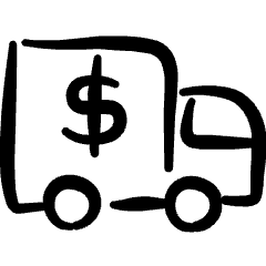 Delivery Truck Cash Icon from Freehand Set