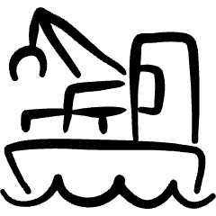 Oversea Shipment Cargo Boat Icon from Freehand Set