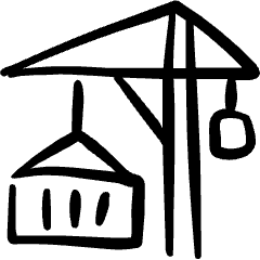 Oversea Shipment Container Lift Icon from Freehand Set