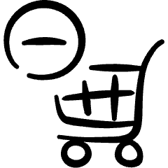 Shopping Cart Trolley Subtract Icon from Freehand Set