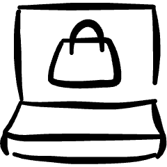 E Commerce Basket Laptop Icon from Freehand Set