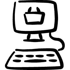 E Commerce Monitor Keyboard Basket Icon from Freehand Set