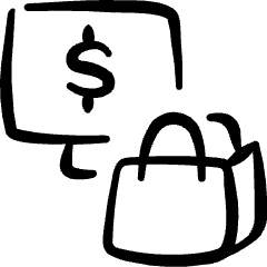 E Commerce Shopping Bag Monitor Icon from Freehand Set