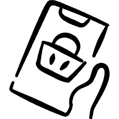 Mobile Shopping Shop Hand Icon from Freehand Set