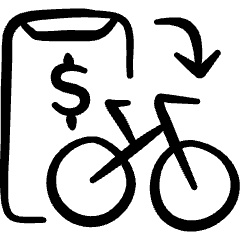 E Transport Rental Bicycle Application Icon from Freehand Set