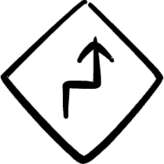 Road Sign Right Reverse Turn Ahead Icon from Freehand Set