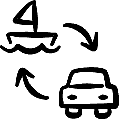 Transportation Boat Car Transfer Icon from Freehand Set