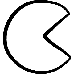 Video Game Pacman Icon from Freehand Set