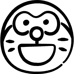 Manga Japanese Comic Blue Cat Robot Doraemon Icon from Freehand Set