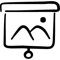Presentation Projector Screen Image Icon from Freehand Set