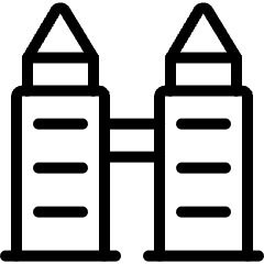 Modern Architecture Twin Building Icon from Ultimate Light Set