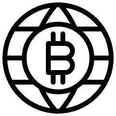 Crypto Currency Bitcoin World Icon from Ultimate Light Set