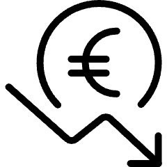 Currency Euro Decrease Icon from Ultimate Light Set