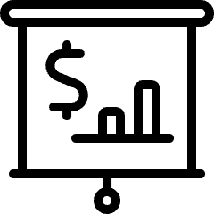 Presentation Projector Screen Budget Analytics Icon from Ultimate Light Set