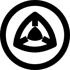 Clean line icon of a circular symbol with triangular crust, central teardrop, and arrow. Used for geology lessons.