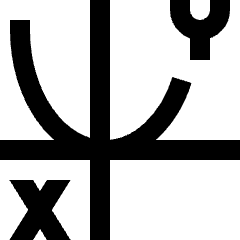 Clean line icon of a U-shaped parabola on Cartesian axes. Used for algebra, graphing tools, and math education interfaces.