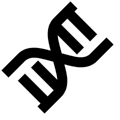 Clean line icon of a stylized DNA double helix with diagonal inner bars. Used for biology, genetics, and science education.