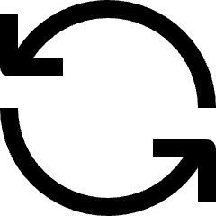 Clean line icon of two circular arrows forming a loop. Used for sync, refresh, updates, and retry actions.