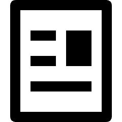 Clean line icon of a document with text lines and an image block. Used for documents and media content.