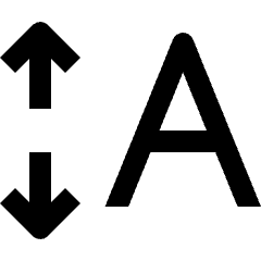 Clean line icon of up and down arrows beside a capital A. Used for vertical text scaling and font size controls.