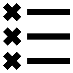 Clean line icon of three star-shaped bullets with horizontal text lines. Used for lists, menus, and text formatting.