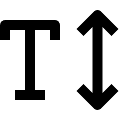 Clean line icon of a vertical measurement bracket beside a double-headed arrow. Used for scaling, resizing, and layout tools.
