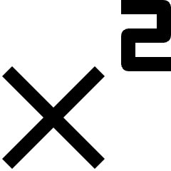 Clean line icon of a large X with a raised superscript mark. Used for exponent notation, math tools, and text formatting.