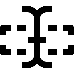Clean line icon of a framed text area with a central vertical bar and four text marks. Used for text fields and editors.