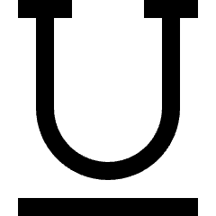 Clean line icon of a U-shaped letter above a horizontal underline. Used for text formatting and underline controls.