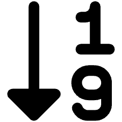 Ascending Number Order Icon from Core Remix Set