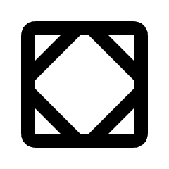 Rounded line icon of a square frame with a central octagon and corner cutouts. Used for dashboards and grid menus.